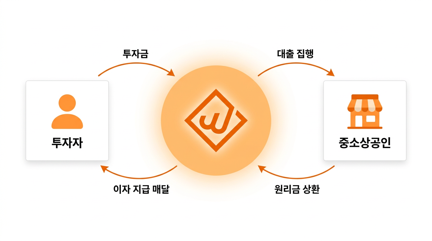 윙크스톤 P2P 투자 구조 투자자 중소상공인 원리금 상환 흐름도 - 윙크스톤파트너스