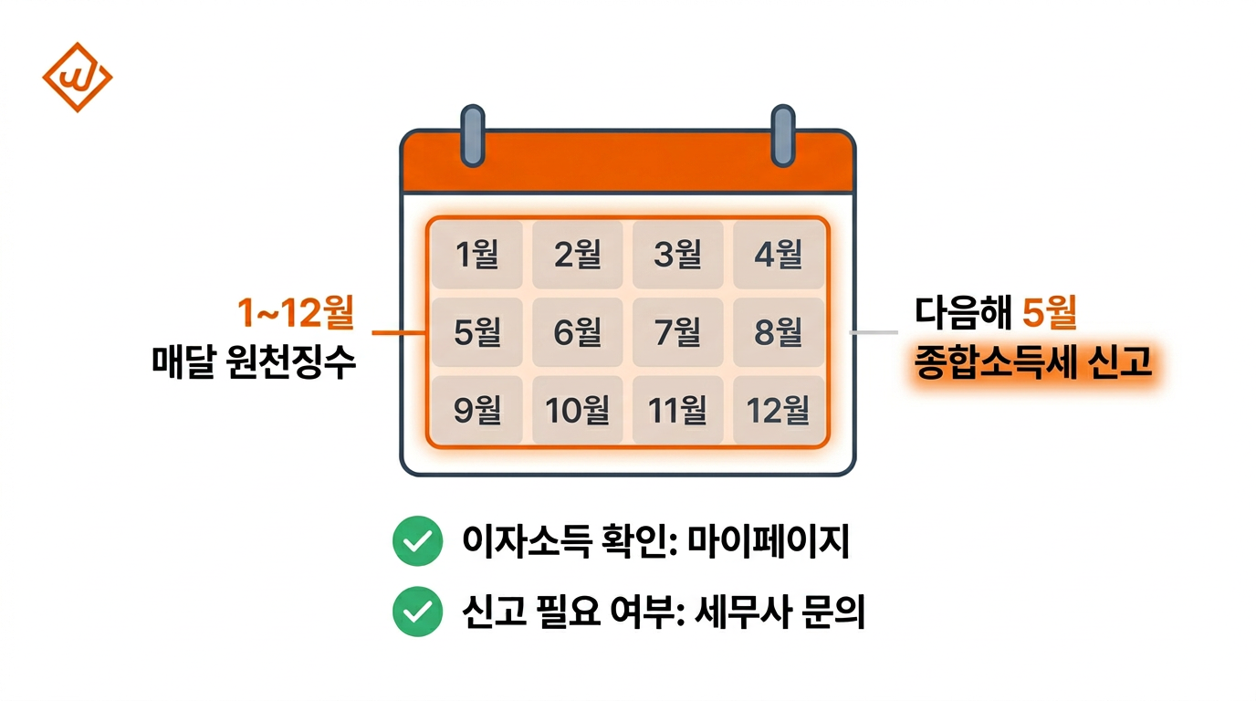 P2P투자 연간 세금 캘린더 원천징수 종합소득세 신고 5월 - 윙크스톤파트너스