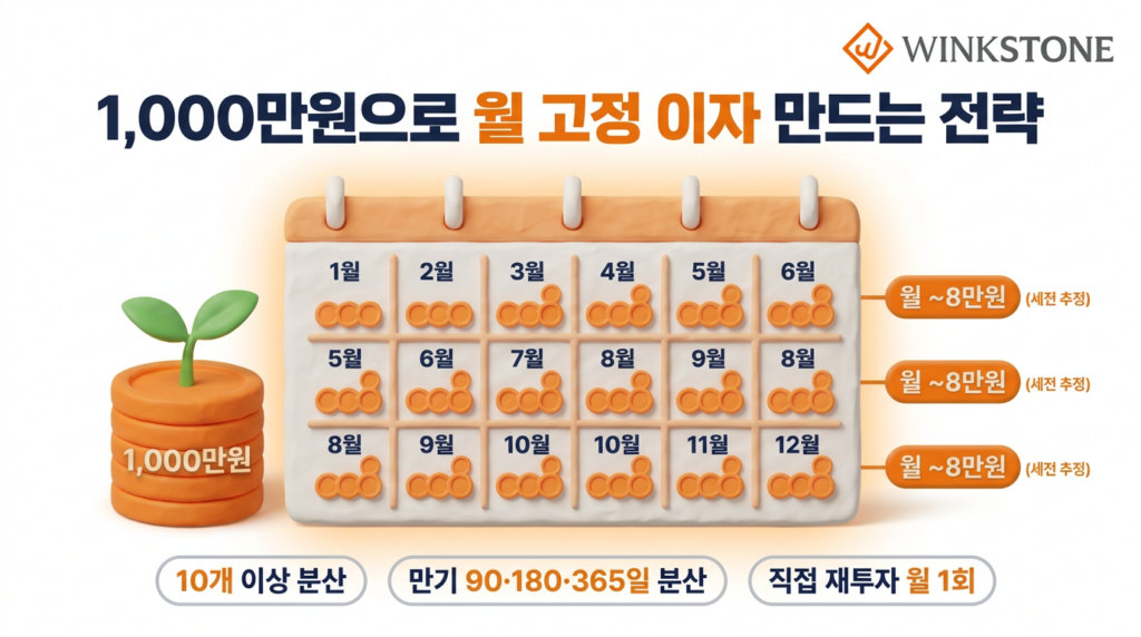 윙크스톤 1000만원 분산투자 월 이자수익 전략