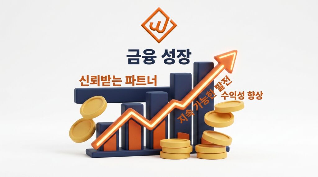윙크스톤 P2P 투자 수익률 상승 그래프와 금화 일러스트, 9.65% 안정적 금융 성장을 나타내는 3D 렌더링 인포그래픽 이미지